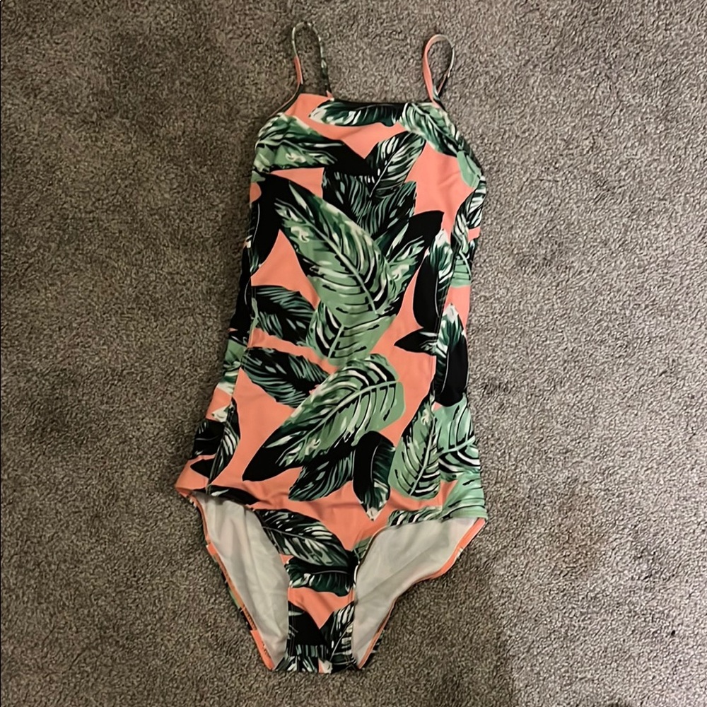 Tropical Leaf Print Swimsuit